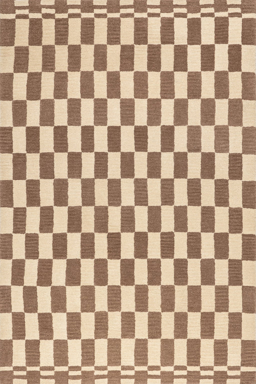 Kai Wool Checkerboard Rug Mocha Brown 152x244 cm