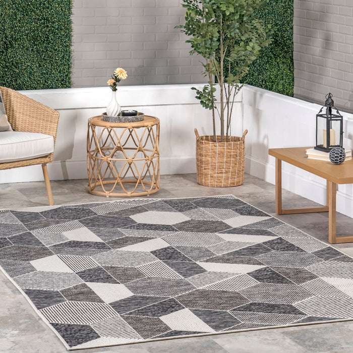 Kaleidoscope Area Rug for Indoor and Outdoor Use Grey 138x200 cm