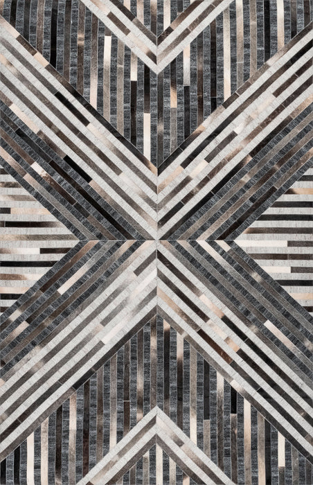 Kaleidoscope Grey Leather Area Rug 150x240 cm