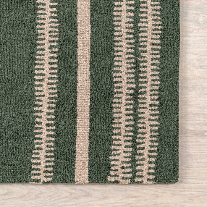 Kari Green Striped Wool Area Rug 160x230 cm