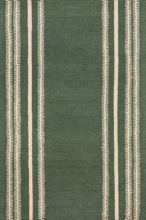 Kari Green Striped Wool Area Rug 160x230 cm