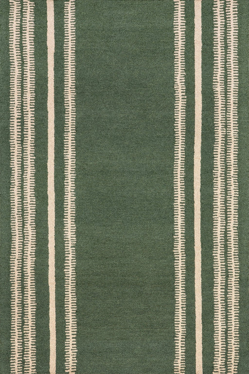 Kari Green Striped Wool Area Rug 160x230 cm