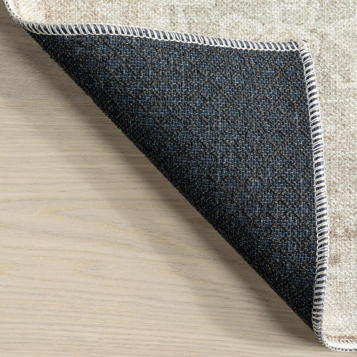 Karla Washable Beige Vintage Medallion Area Rug 160x230 cm