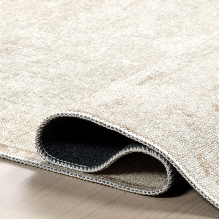 Karla Washable Beige Vintage Medallion Area Rug 160x230 cm