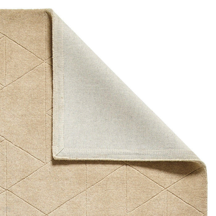 Kasbah KB2025 Modern Plain Geometric Hand-Carved Block Lines Wool Beige Rug