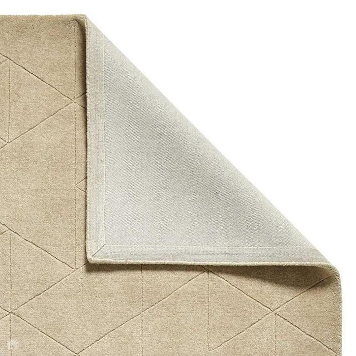 Kasbah KB2025 Modern Plain Geometric Hand-Carved Block Lines Wool Beige Rug