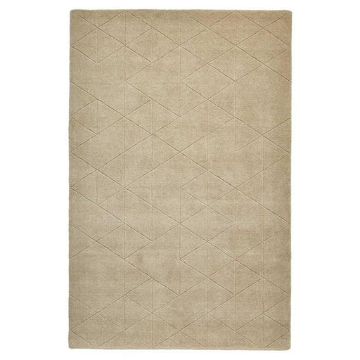 Kasbah KB2025 Modern Plain Geometric Hand-Carved Block Lines Wool Beige Rug