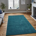 Kasbah KB2025 Modern Plain Geometric Hand-Carved Block Lines Wool Dark Teal Rug