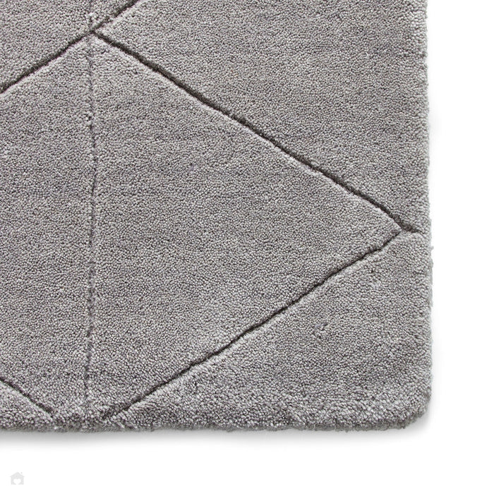 Kasbah KB2025 Modern Plain Geometric Hand-Carved Block Lines Wool Grey Rug