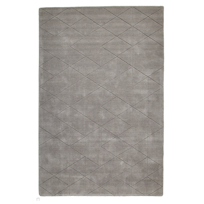 Kasbah KB2025 Modern Plain Geometric Hand-Carved Block Lines Wool Grey Rug