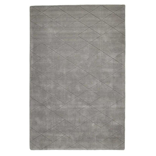 Kasbah KB2025 Modern Plain Geometric Hand-Carved Block Lines Wool Grey Rug