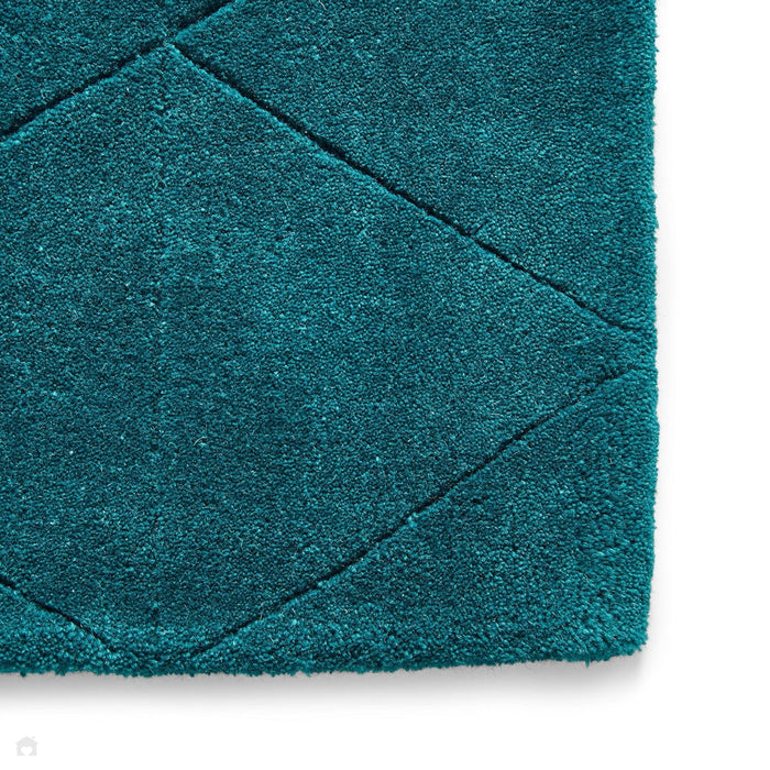 Kasbah KB2025 Modern Plain Geometric Hand-Carved Block Lines Wool Jewel Green Rug