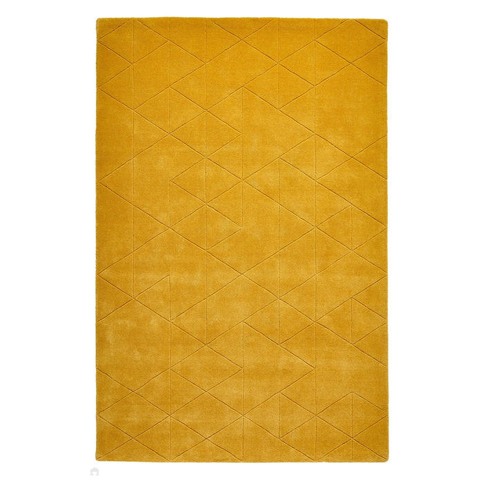 Kasbah KB2025 Modern Plain Geometric Hand-Carved Block Lines Wool Ochre Rug