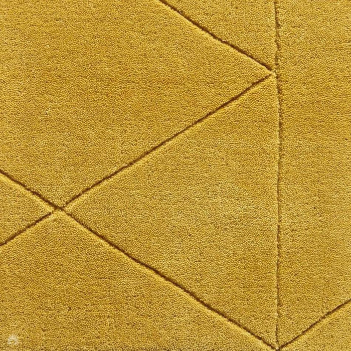 Kasbah KB2025 Modern Plain Geometric Hand-Carved Block Lines Wool Ochre Rug