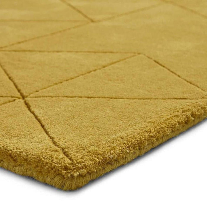 Kasbah KB2025 Modern Plain Geometric Hand-Carved Block Lines Wool Ochre Rug