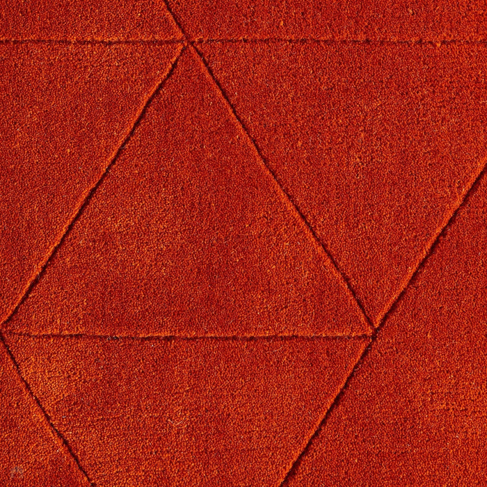 Kasbah KB2025 Modern Plain Geometric Hand-Carved Block Lines Wool Terracotta Rug