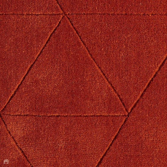 Kasbah KB2025 Modern Plain Geometric Hand-Carved Block Lines Wool Terracotta Rug