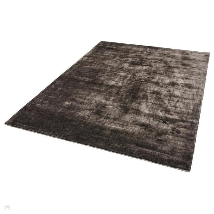 Katherine Carnaby Chrome Modern Designer Plain High-Density Heavyweight Hand-Woven Silky Smooth Shimmer Viscose Charcoal Rug