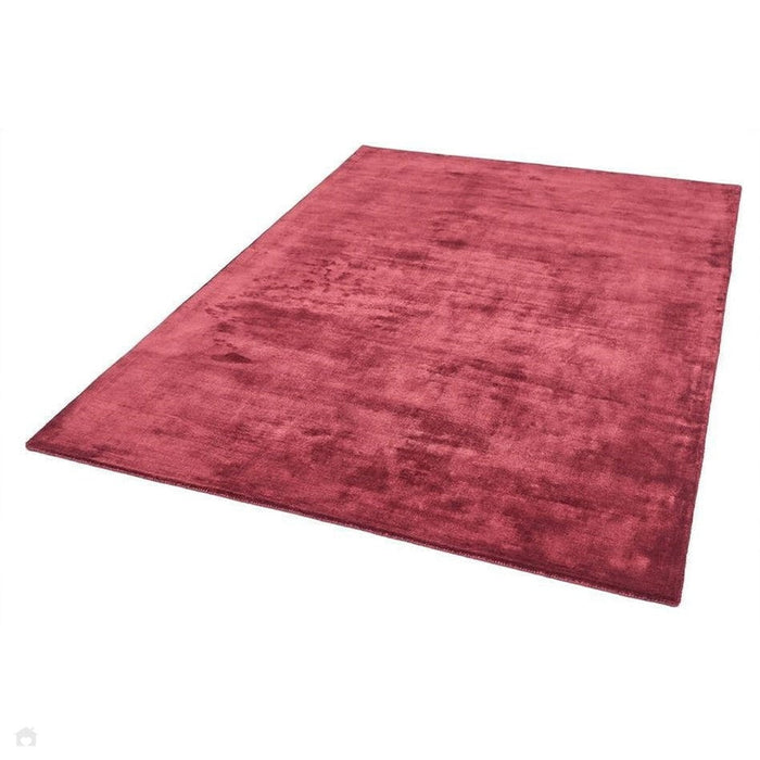 Katherine Carnaby Chrome Modern Designer Plain High-Density Heavyweight Hand-Woven Silky Smooth Shimmer Viscose Claret Red Rug