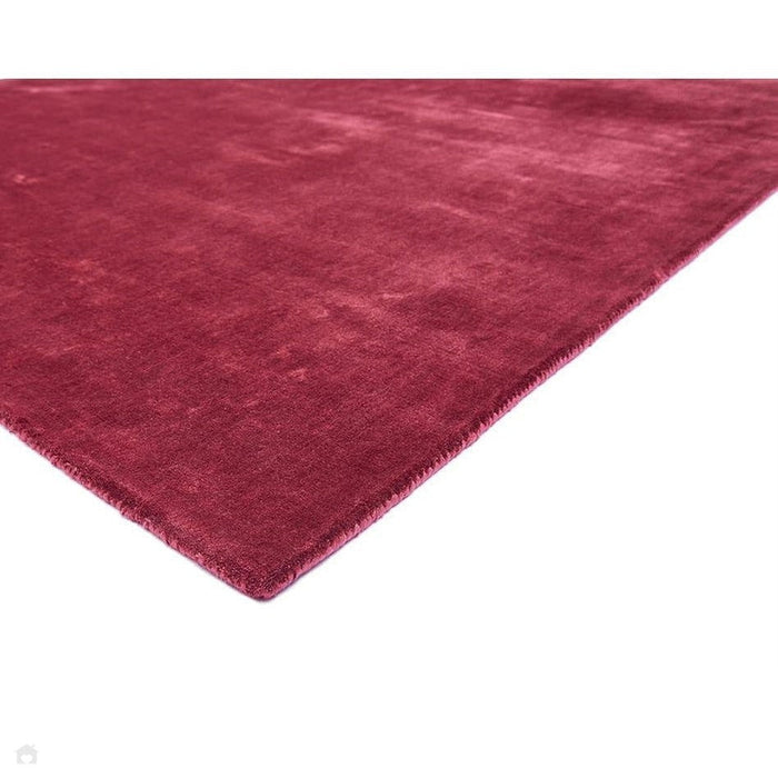 Katherine Carnaby Chrome Modern Designer Plain High-Density Heavyweight Hand-Woven Silky Smooth Shimmer Viscose Claret Red Rug