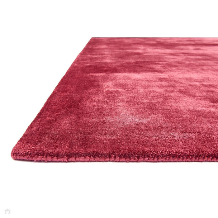 Katherine Carnaby Chrome Modern Designer Plain High-Density Heavyweight Hand-Woven Silky Smooth Shimmer Viscose Claret Red Rug