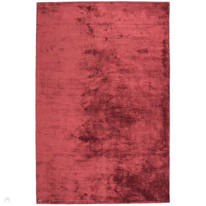 Katherine Carnaby Chrome Modern Designer Plain High-Density Heavyweight Hand-Woven Silky Smooth Shimmer Viscose Claret Red Rug