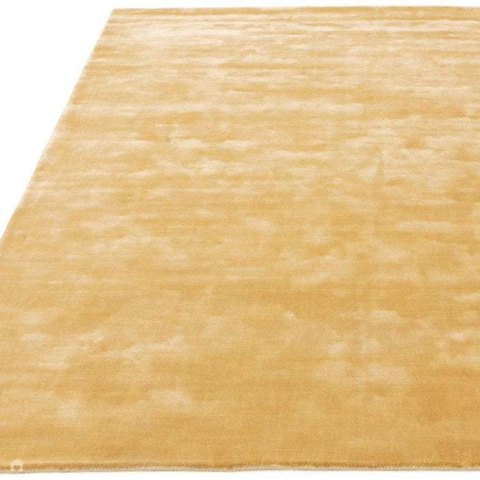 Katherine Carnaby Chrome Modern Designer Plain High-Density Heavyweight Hand-Woven Silky Smooth Shimmer Viscose Gold Rug