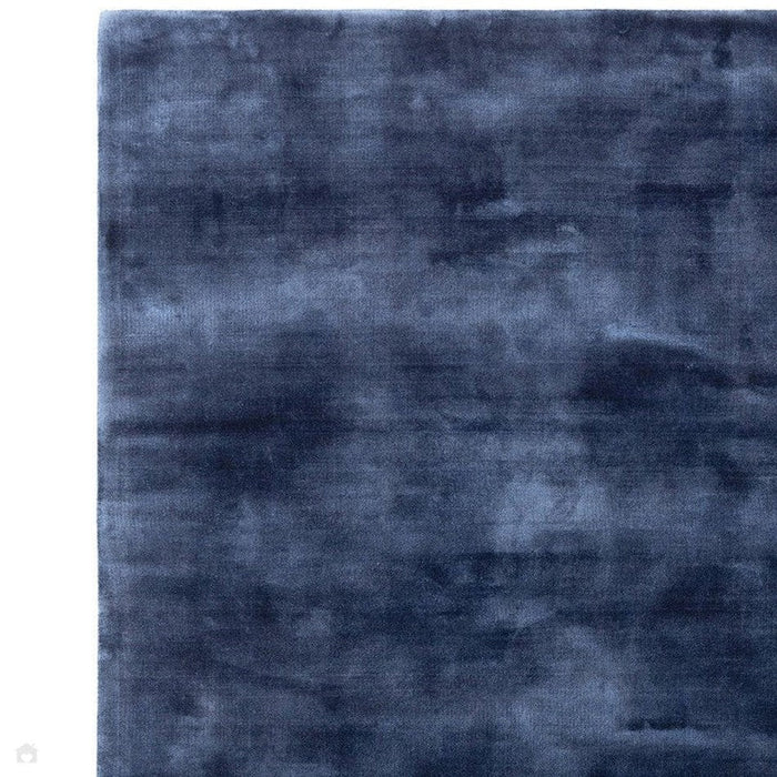 Katherine Carnaby Chrome Modern Designer Plain High-Density Heavyweight Hand-Woven Silky Smooth Shimmer Viscose Ink Blue Rug