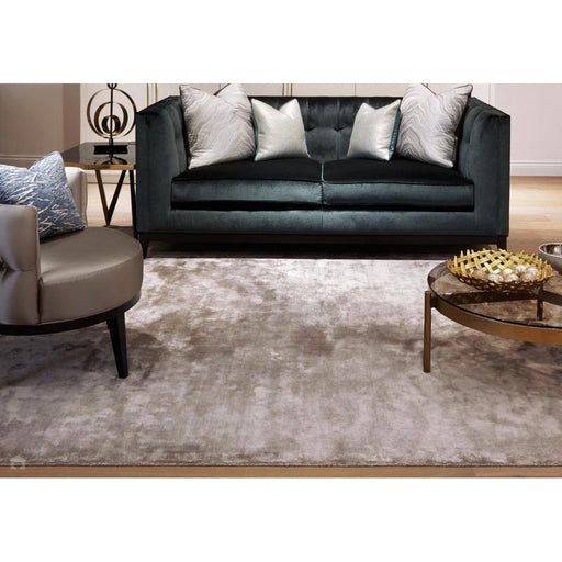 Katherine Carnaby Chrome Modern Designer Plain High-Density Heavyweight Hand-Woven Silky Smooth Shimmer Viscose Latte Brown Rug