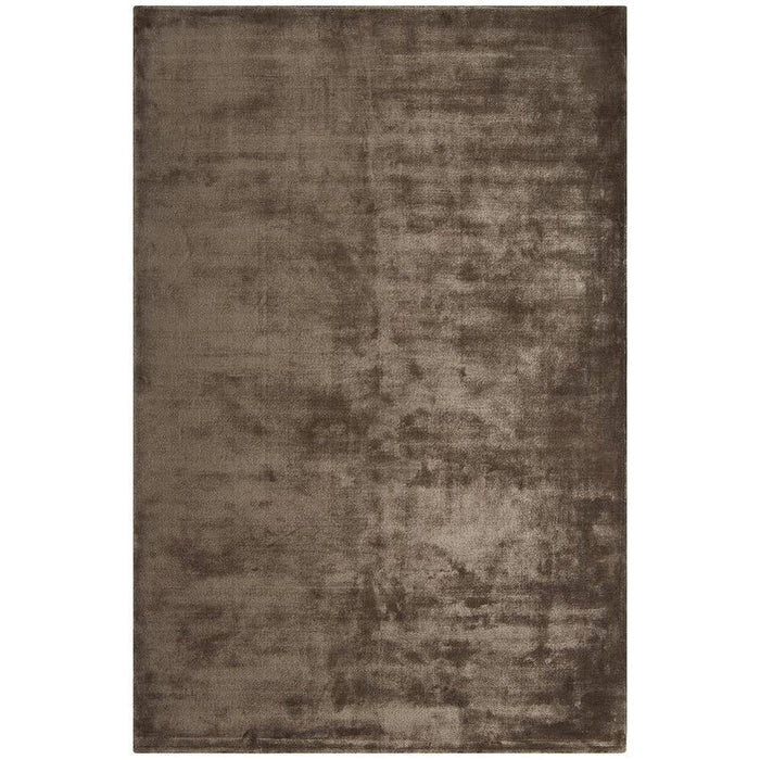 Katherine Carnaby Chrome Modern Designer Plain High-Density Heavyweight Hand-Woven Silky Smooth Shimmer Viscose Mushroom Brown Rug