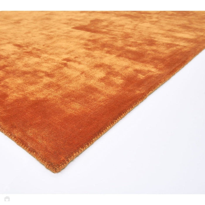 Katherine Carnaby Chrome Modern Designer Plain High-Density Heavyweight Hand-Woven Silky Smooth Shimmer Viscose Paprika Orange Rug