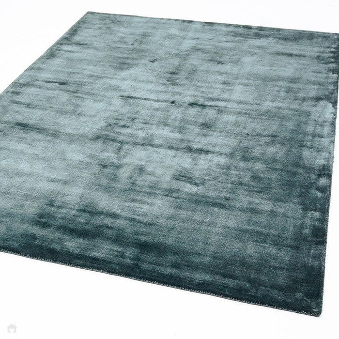 Katherine Carnaby Chrome Modern Designer Plain High-Density Heavyweight Hand-Woven Silky Smooth Shimmer Viscose Petrol Green Rug