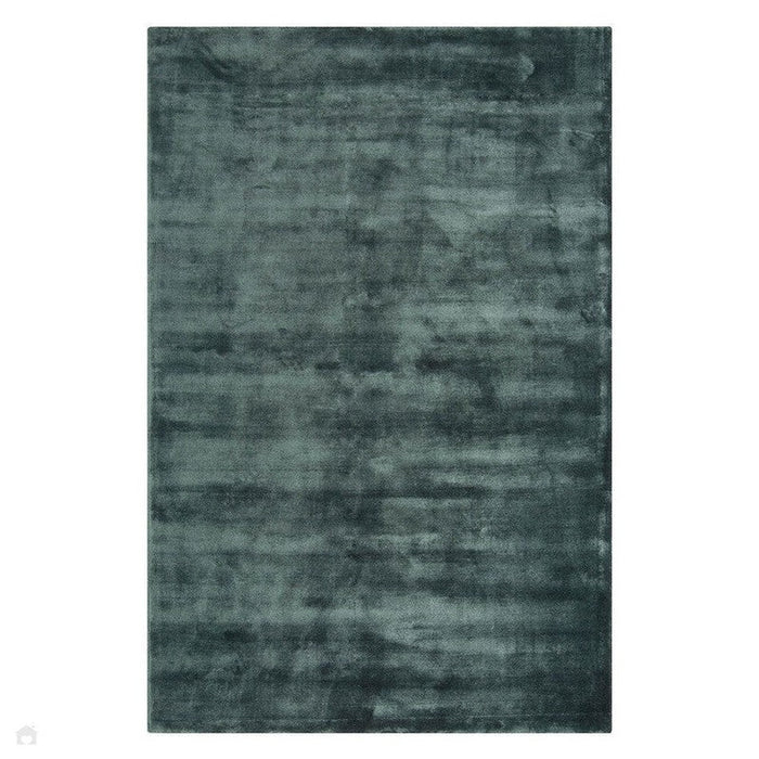 Katherine Carnaby Chrome Modern Designer Plain High-Density Heavyweight Hand-Woven Silky Smooth Shimmer Viscose Petrol Green Rug