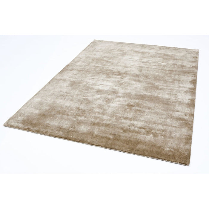 Katherine Carnaby Chrome Modern Designer Plain High-Density Heavyweight Hand-Woven Silky Smooth Shimmer Viscose Putty Brown Rug