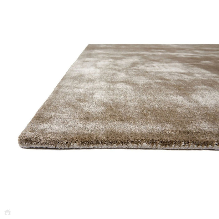 Katherine Carnaby Chrome Modern Designer Plain High-Density Heavyweight Hand-Woven Silky Smooth Shimmer Viscose Putty Brown Rug