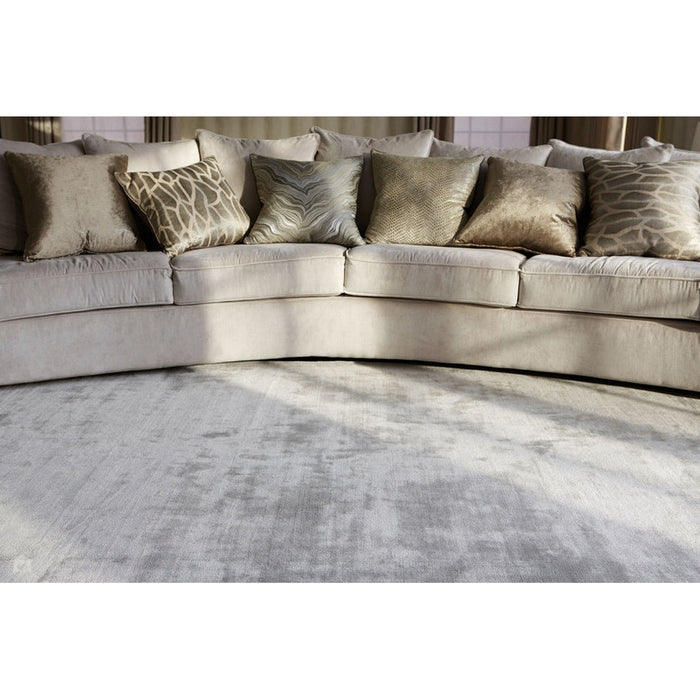 Katherine Carnaby Chrome Modern Designer Plain High-Density Heavyweight Hand-Woven Silky Smooth Shimmer Viscose Silver Grey Rug