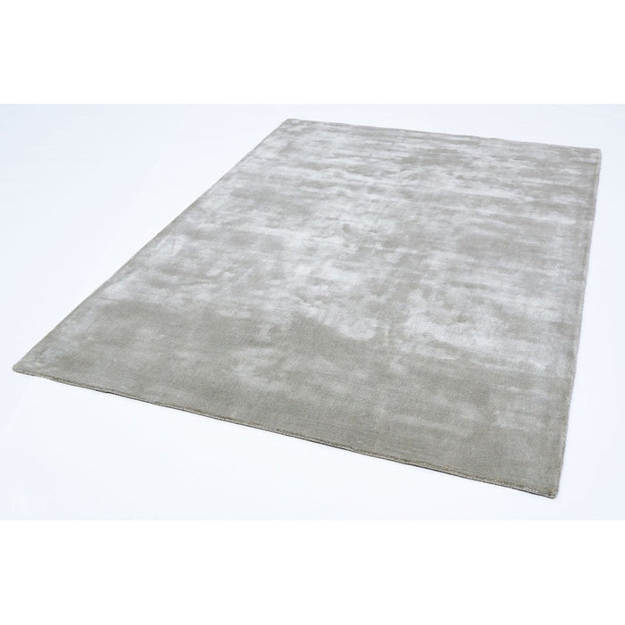 Katherine Carnaby Chrome Modern Designer Plain High-Density Heavyweight Hand-Woven Silky Smooth Shimmer Viscose Silver Grey Rug