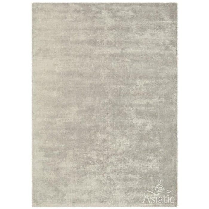 Katherine Carnaby Chrome Modern Designer Plain High-Density Heavyweight Hand-Woven Silky Smooth Shimmer Viscose Silver Grey Rug