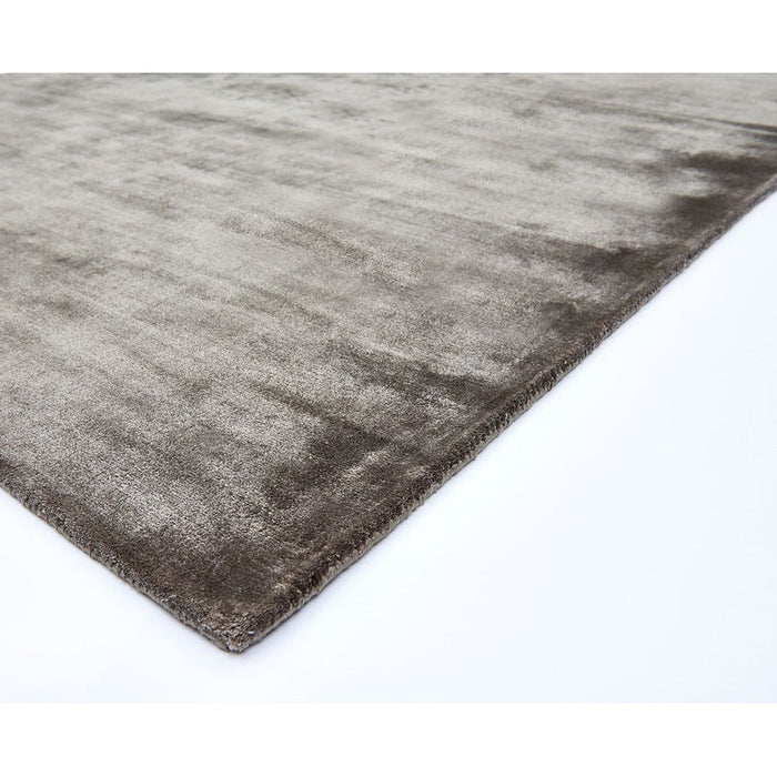 Katherine Carnaby Chrome Modern Designer Plain High-Density Heavyweight Hand-Woven Silky Smooth Shimmer Viscose Smoke Grey Rug