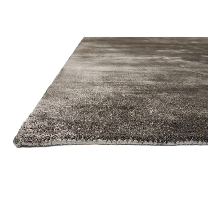 Katherine Carnaby Chrome Modern Designer Plain High-Density Heavyweight Hand-Woven Silky Smooth Shimmer Viscose Smoke Grey Rug