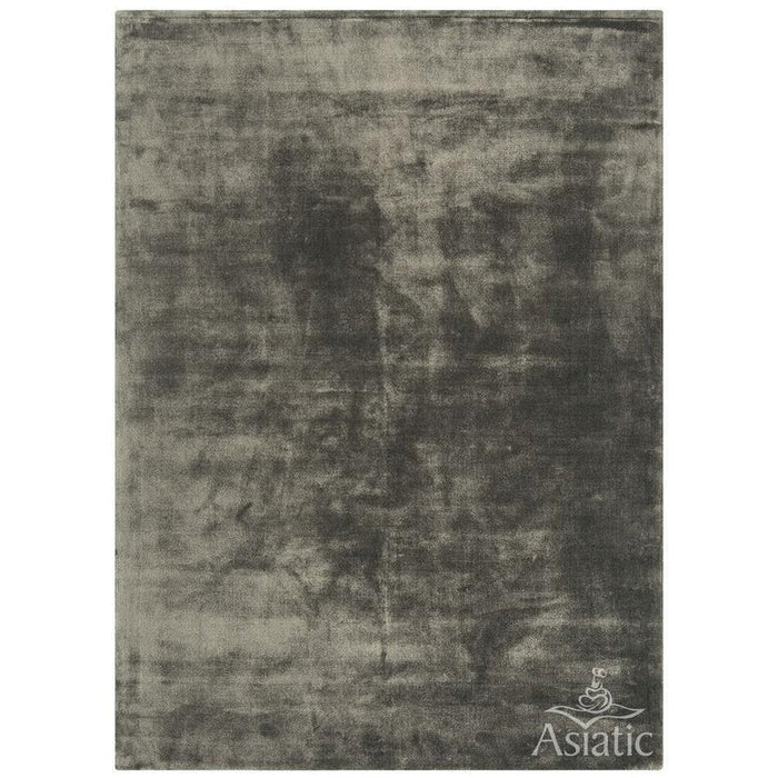 Katherine Carnaby Chrome Modern Designer Plain High-Density Heavyweight Hand-Woven Silky Smooth Shimmer Viscose Smoke Grey Rug