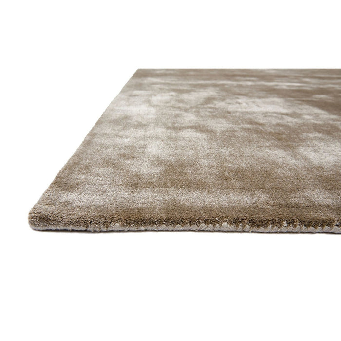 Katherine Carnaby Chrome Modern Designer Plain High-Density Heavyweight Hand-Woven Silky Smooth Shimmer Viscose Stripe Putty Rug