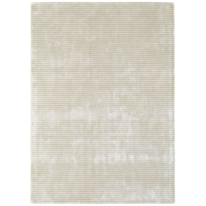 Katherine Carnaby Chrome Modern Designer Plain High-Density Heavyweight Hand-Woven Silky Smooth Shimmer Viscose Stripe Putty Rug