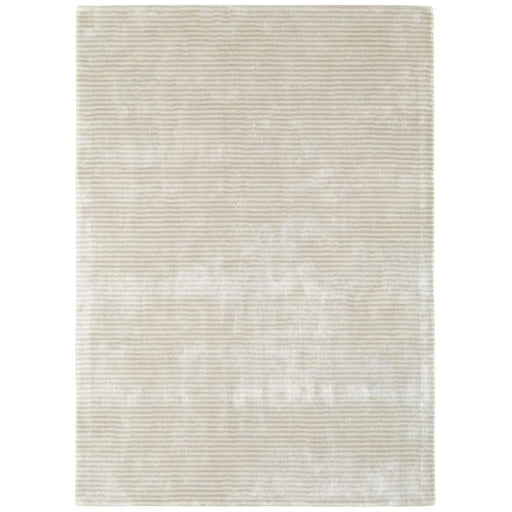 Katherine Carnaby Chrome Modern Designer Plain High-Density Heavyweight Hand-Woven Silky Smooth Shimmer Viscose Stripe Putty Rug