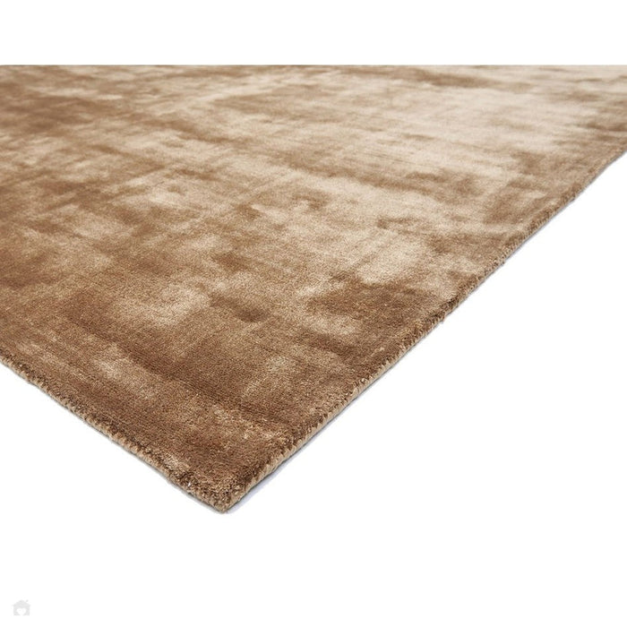 Katherine Carnaby Chrome Modern Designer Plain High-Density Heavyweight Hand-Woven Silky Smooth Shimmer Viscose Tan Brown Rug