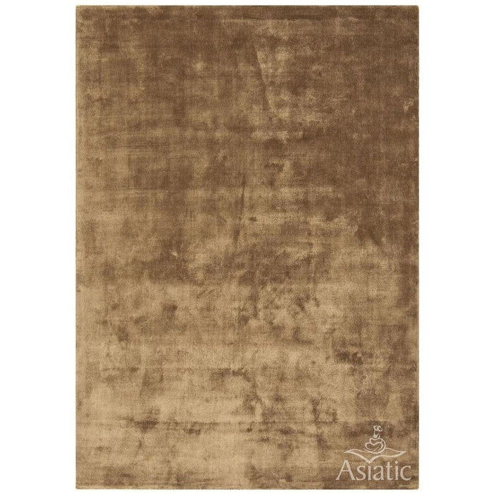 Katherine Carnaby Chrome Modern Designer Plain High-Density Heavyweight Hand-Woven Silky Smooth Shimmer Viscose Tan Brown Rug