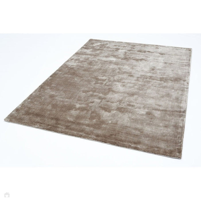 Katherine Carnaby Chrome Modern Designer Plain High-Density Heavyweight Hand-Woven Silky Smooth Shimmer Viscose Taupe Brown/Grey Rug