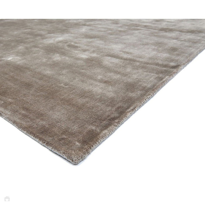 Katherine Carnaby Chrome Modern Designer Plain High-Density Heavyweight Hand-Woven Silky Smooth Shimmer Viscose Taupe Brown/Grey Rug