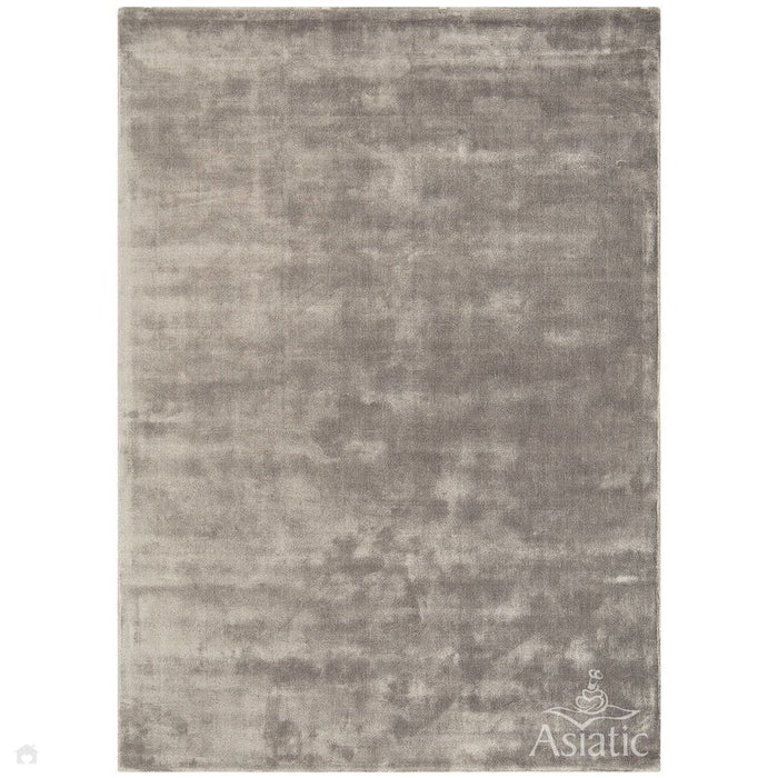 Katherine Carnaby Chrome Modern Designer Plain High-Density Heavyweight Hand-Woven Silky Smooth Shimmer Viscose Taupe Brown/Grey Rug