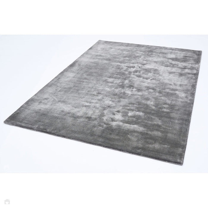 Katherine Carnaby Chrome Modern Designer Plain High-Density Heavyweight Hand-Woven Silky Smooth Shimmer Viscose Zinc Grey Rug